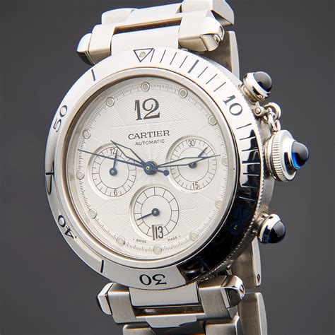 cartier pasha w31030h3|Preowned Cartier Pasha Chronograph w31030h3 stainless steel.